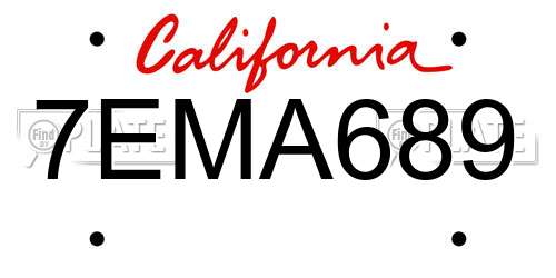 7EMA689 California License Plate