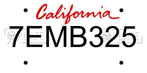 7EMB325 California License Plate