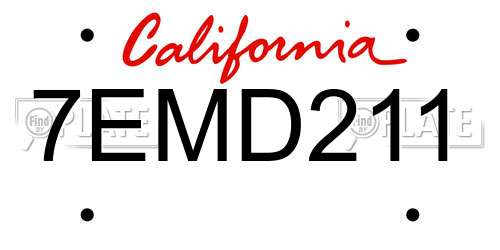 7EMD211 California License Plate