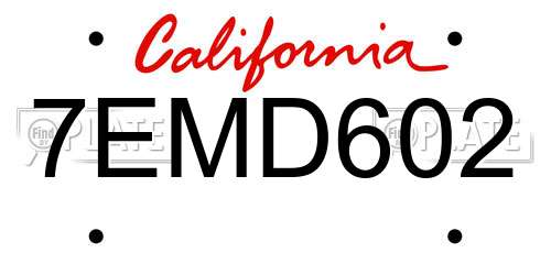 7EMD602 California License Plate