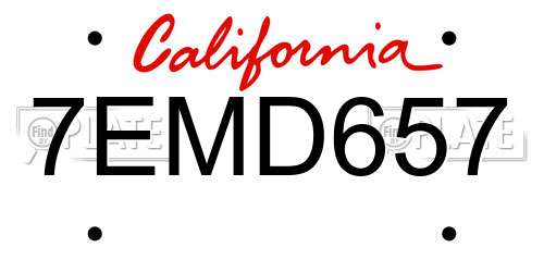 7EMD657 California License Plate