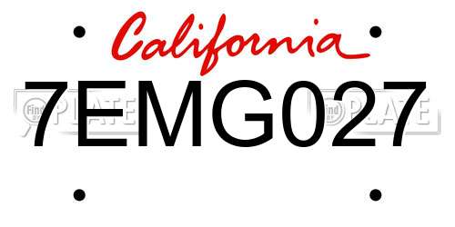 7EMG027 California License Plate