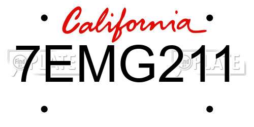 7EMG211 California License Plate