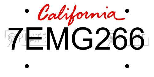7EMG266 California License Plate