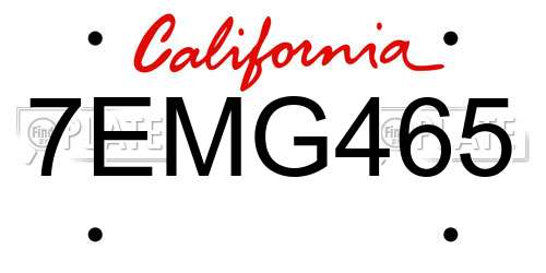 7EMG465 California License Plate