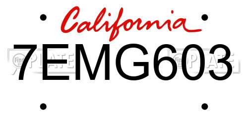 7EMG603 California License Plate