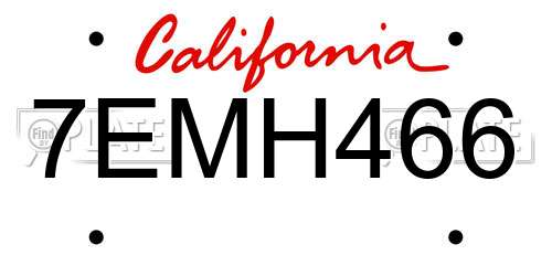 7EMH466 California License Plate