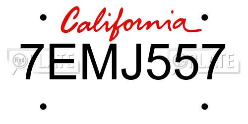7EMJ557 California License Plate