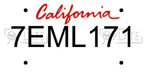 7EML171 California License Plate