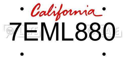 7EML880 California License Plate