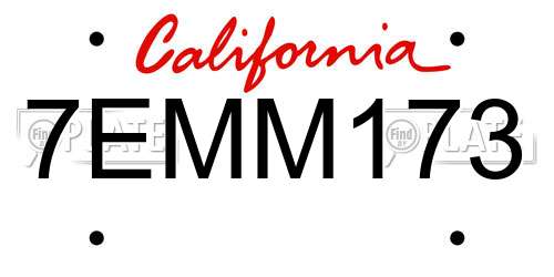 7EMM173 California License Plate