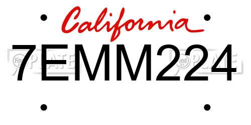 7EMM224 California License Plate