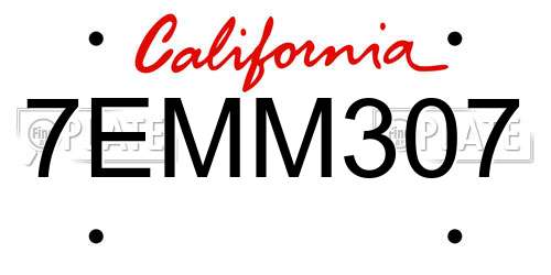 7EMM307 California License Plate