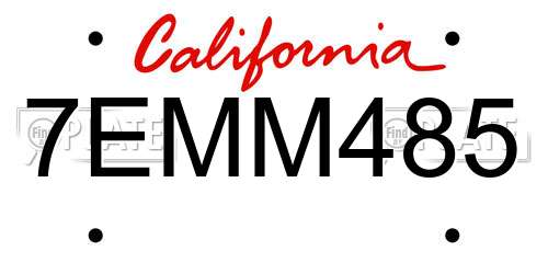 7EMM485 California License Plate