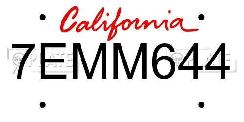 7EMM644 California License Plate