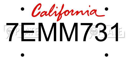 7EMM731 California License Plate