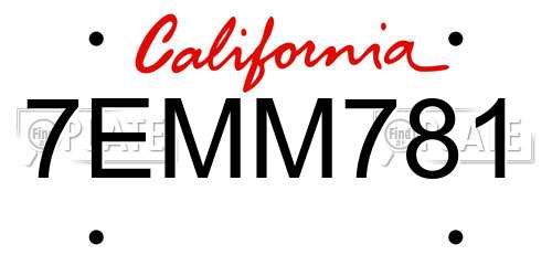 7EMM781 California License Plate