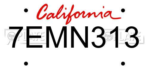 7EMN313 California License Plate