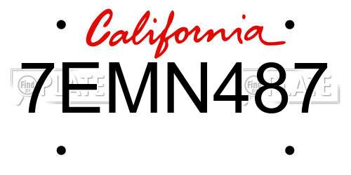7EMN487 California License Plate