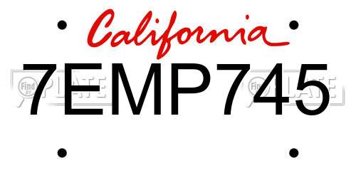 7EMP745 California License Plate