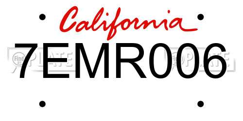 7EMR006 California License Plate