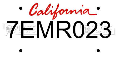 7EMR023 California License Plate