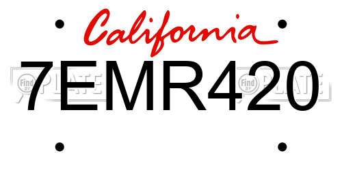 7EMR420 California License Plate