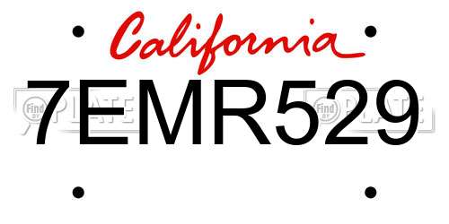 7EMR529 California License Plate