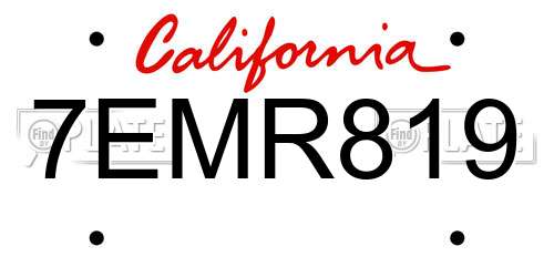 7EMR819 California License Plate