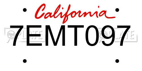 7EMT097 California License Plate