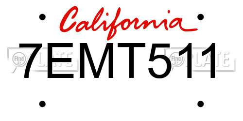 7EMT511 California License Plate