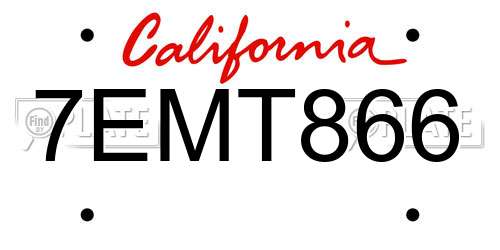 7EMT866 California License Plate