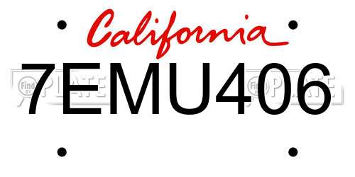 7EMU406 California License Plate
