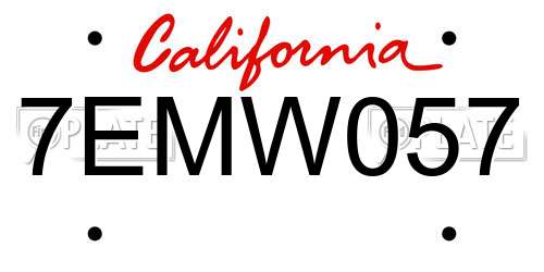 7EMW057 California License Plate