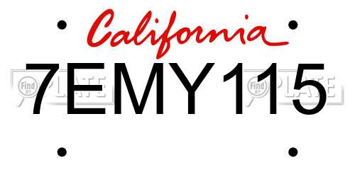 7EMY115 California License Plate