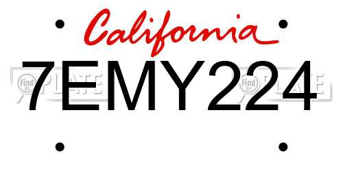 7EMY224 California License Plate