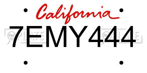7EMY444 California License Plate