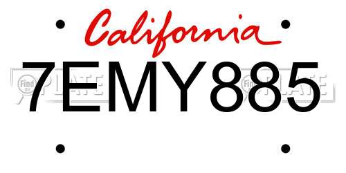 7EMY885 California License Plate