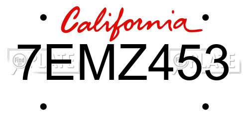 7EMZ453 California License Plate