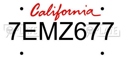 7EMZ677 California License Plate