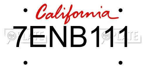 7ENB111 California License Plate