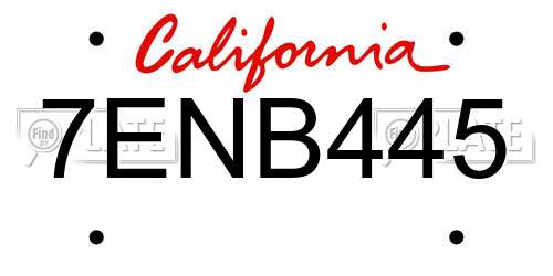 7ENB445 California License Plate