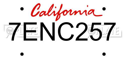 7ENC257 California License Plate