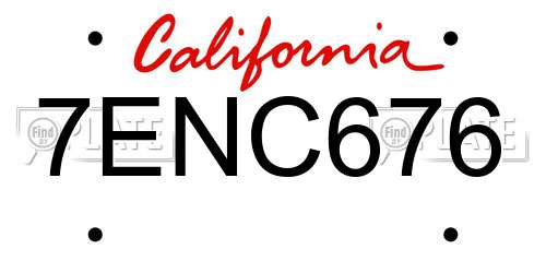 7ENC676 California License Plate