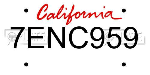 7ENC959 California License Plate