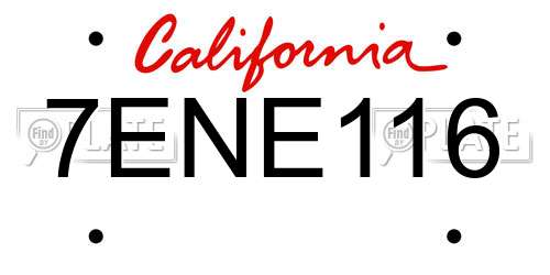 7ENE116 California License Plate