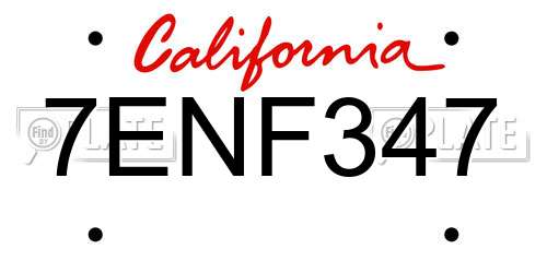 7ENF347 California License Plate