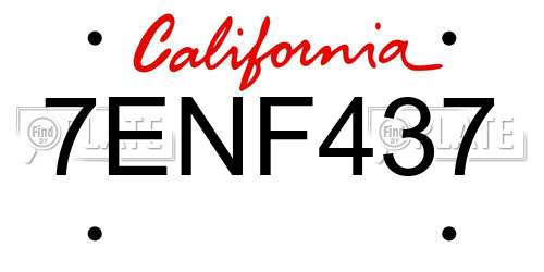 7ENF437 California License Plate