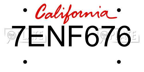7ENF676 California License Plate