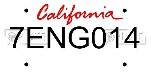 7ENG014 California License Plate